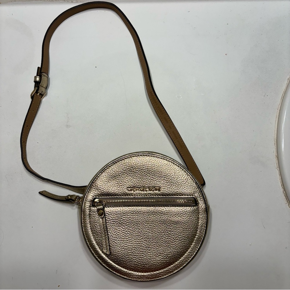 Michael Kors gold pebble leather belt/fanny bag